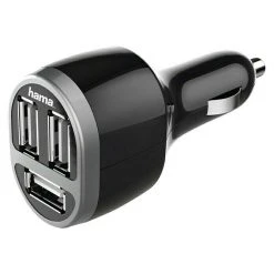 BAUHAUS Hama USB-Kfz-Ladegerät 3-fach, Schwarz, USB-A-Kupplung, Zigarettenanzünder-Stecker (SAE J563)