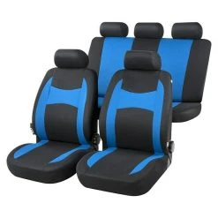 BAUHAUS CarComfort Autositz-Bezugs-Set Fairmont Schwarz/Blau, Polyester